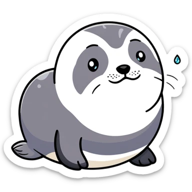 sad harbor seal with tear drop sticker