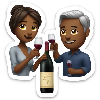 Cute couple sharing a bottle of wine sticker