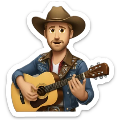 Old ryan gosling playing western guitar sticker
