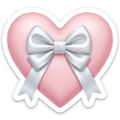 baby pink heart with white satin bow sticker