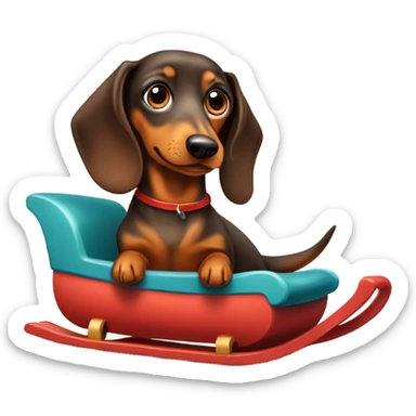 Dachshund with toboggan  sticker