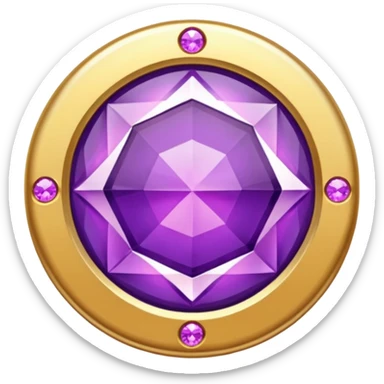 A round badge for a paid subscription, gold with purple diamonds, level 6 sticker