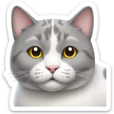 fat gray and white cat. he has a white face and a gray spot on his chin sticker