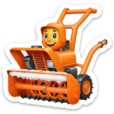 Happy Orange Snowblower cartoon character  sticker