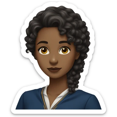 Ravenclaw girl black loose curly hair light brown skin sticker