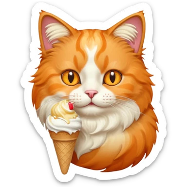 realistic cat portrait with ice cream sticker