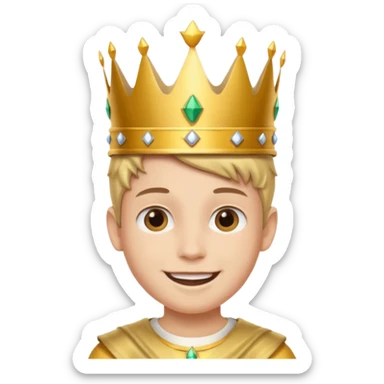 boy wearing a crown sticker
