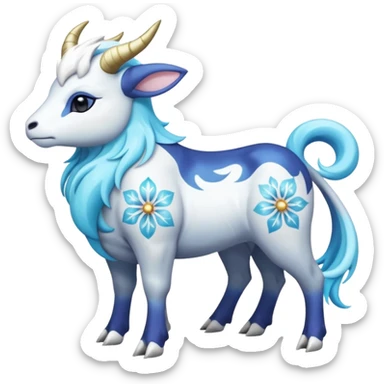 Shiny Glossy Pastel Light Divine Bovine Beautiful Floral Snowy Pretty Absol-Amaura-Suicune-Cobalion-fusion, full body sticker
