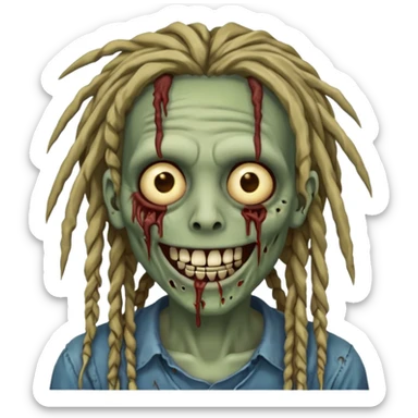 zombie with dreads with braces smiling  sticker