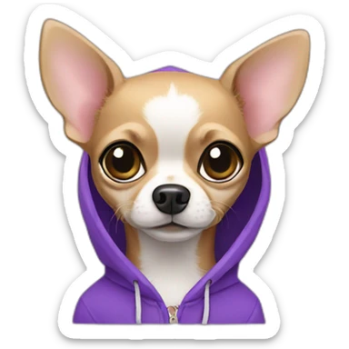 chihuahua in purple hoodie sticker