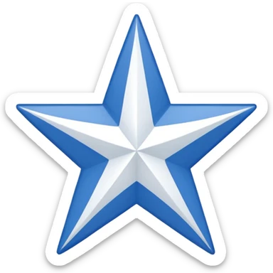 Recreate an image with a red background and a wide white diagonal stripe running from the top left corner to the bottom right corner. At the center of the white stripe, place a blue five-pointed star. sticker