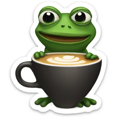pepe the frog with a cup of coffee sticker