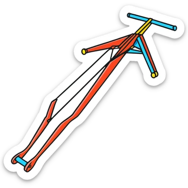 A colorful Y-shaped slingshot with elastic band sticker