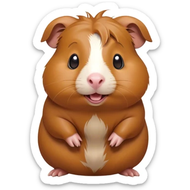 Cinematic Comical Brown Guinea Pig Portrait Emoji, Head tilted dramatically with an exaggeratedly amused expression, featuring a sleek brown coat with a naturally scrunched little face, wide, expressive dark eyes filled with playful disbelief, Simplified yet hilariously expressive features, highly detailed, glowing with a slightly sassy glow, high shine, dramatic yet playful, stylized with an air of cheeky mischief, bright and endearing, soft glowing outline, capturing the essence of a spirited and over-the-top guinea pig, so meme-worthy it feels like it could side-eye its way into internet fame instantly! sticker
