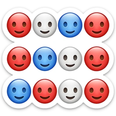 A high-quality emoji-style icon in red, white, and blue only (no other colors).
Smooth shading and highlights using only red, white, and blue, no gradients outside those colors.
No text, no symbols, no additional colors. sticker