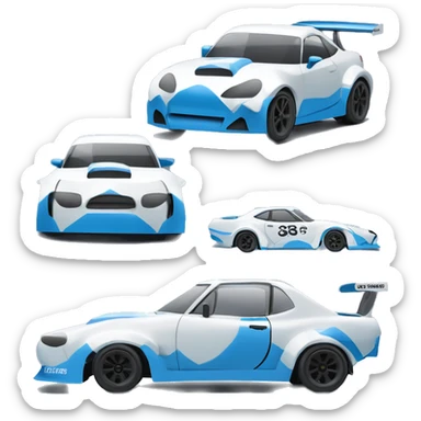 wide-body pearl-blue Cardstock Papercraft fr-s racecar sticker