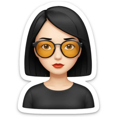 Woman with sunglasses and black hair like bob not smiling  sticker