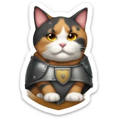 Fat calico cat with a shield  sticker