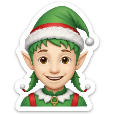 duende navideño con una sonrisa amplia y brackets en los dientes motivo odontologo sticker