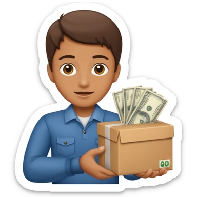 cliente recibe paquete  en casa y entrega dinero sticker