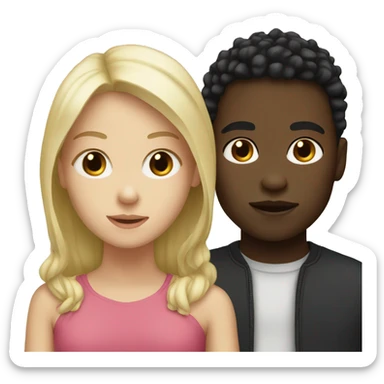 White blonde girl and black boy sticker