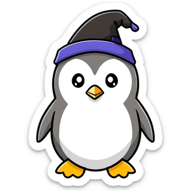 A penguin wizard sticker