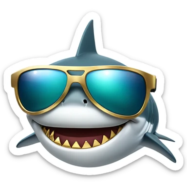 Shark with gold teeth and sunglasses  sticker