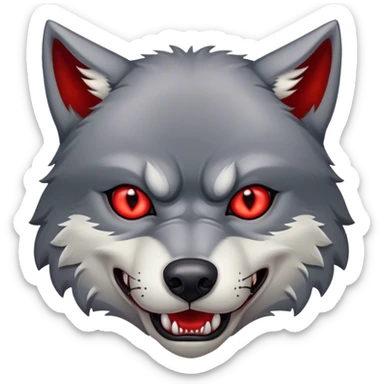 Evil Aggressive Grey Wolf with red eyes sticker