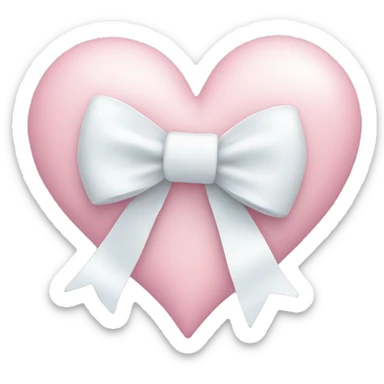 Pastel pink heart with white bow sticker