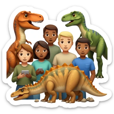 people exploring the dinosaure's gallery
 sticker