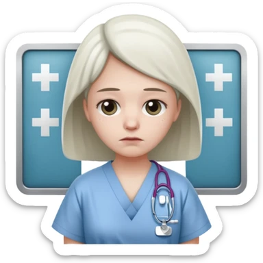 sad patient in hospital in hospital sticker