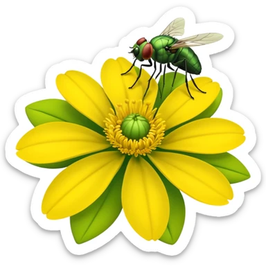 
fly on flower sticker