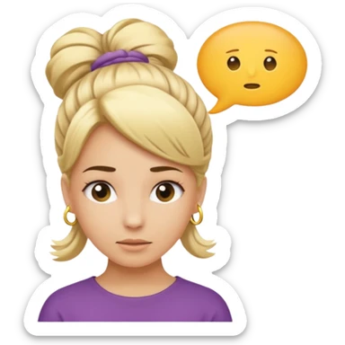 A blonde woman with her hair tied up, with a speech bubble that says "Ma, Cómo?" sticker