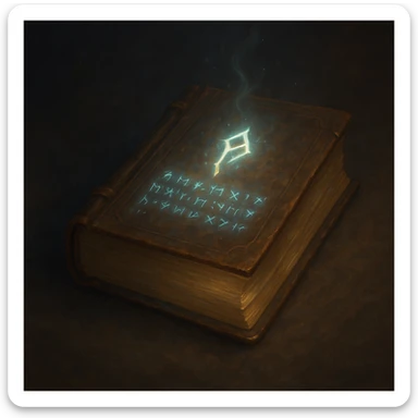 magical glowing book, ancient tome, glowing runes, mysterious, soft glow sticker