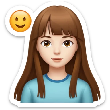 Summer time, white skin, brown long hair with straight bang sticker