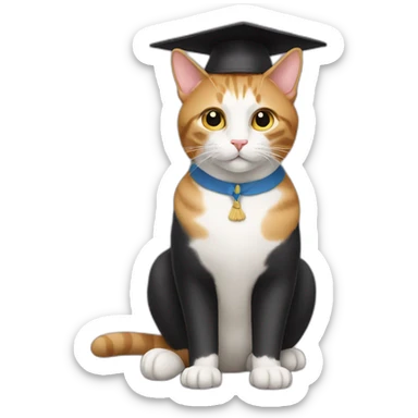 graduation cat sticker
