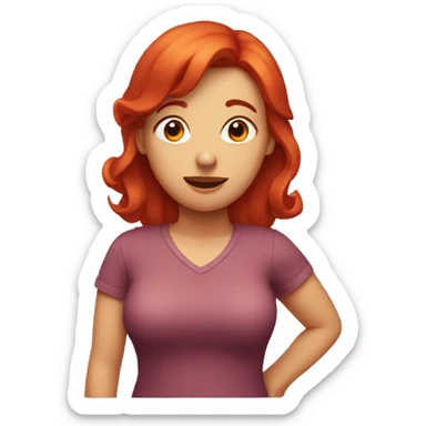 Woman Shrugging with red hair sticker