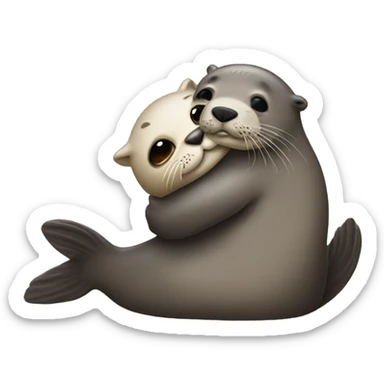 Seal hugging otter sticker