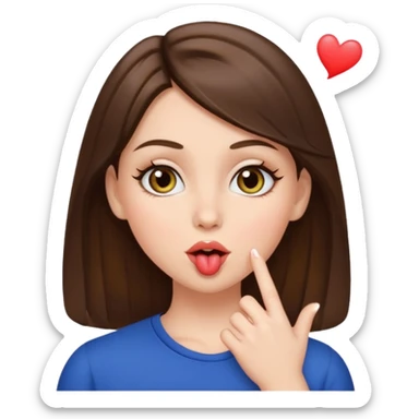 white girl with brunette hair and hazel eyes blowing a kiss sticker