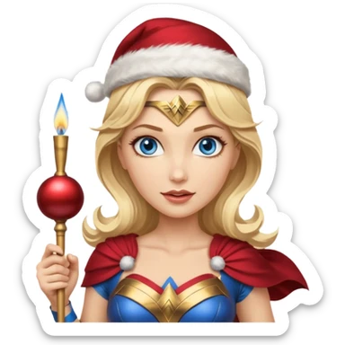 Blonde blue eyes Wonder Woman holding bell and baton sticker