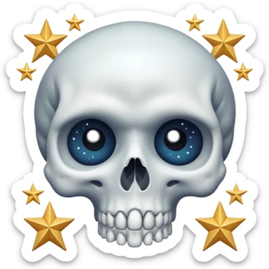 Skull with big stars in the eyes covering the eye section  sticker