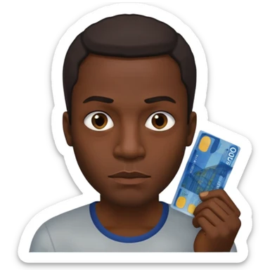 create a blackman holding 20 euro bill and looking like a villian sticker