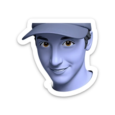 smiling boy in baseball cap sticker