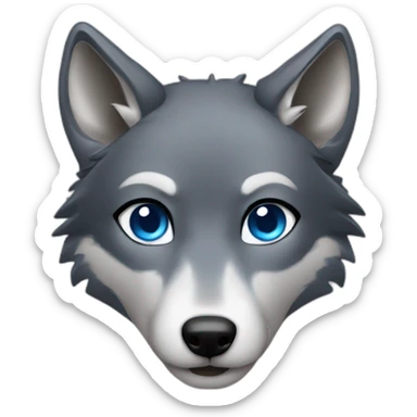 dark female gray wolf blue eyes  sticker