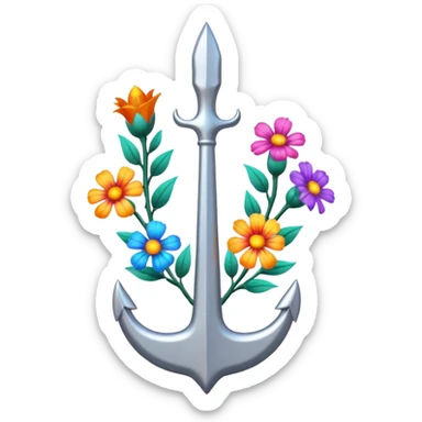 un trident normal juste il y a des fleurs entoure sticker