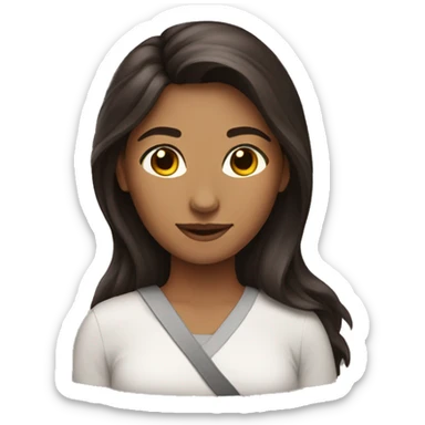 woman long dark brown hair hug bengal  sticker