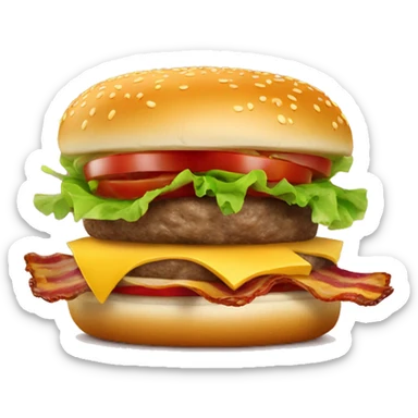 Hamburger with American cheese, tomatoes, onions and bacon sticker