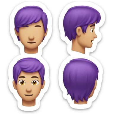Purple hair man three hearts emoji sticker