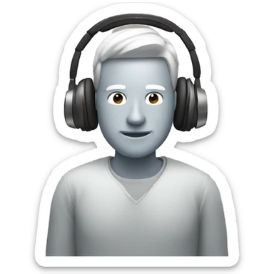 man with laptop headphones phone only upper part of body  sticker