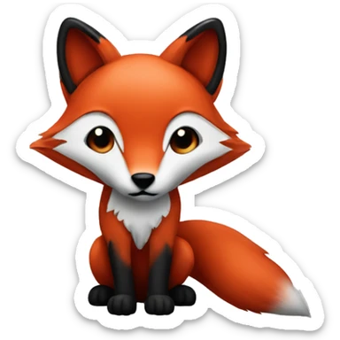 Red and black fox with 3 tails sticker